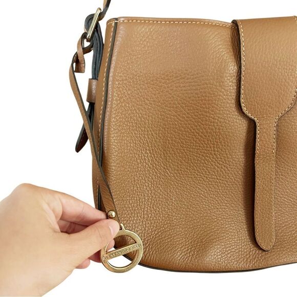 Alessandro Mari Genuine Leather Tan Crossbody Shoulder Bag - Picture 2 of 9